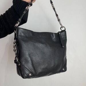 Coach Zoe Vintage Y2K Black Leather Shoulder Bag with Silver chain details